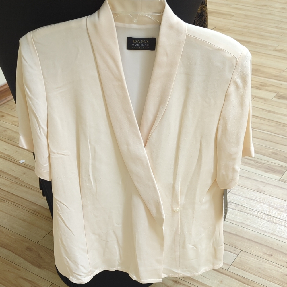 Dana Buchman Cream Short-Sleeve Blazer